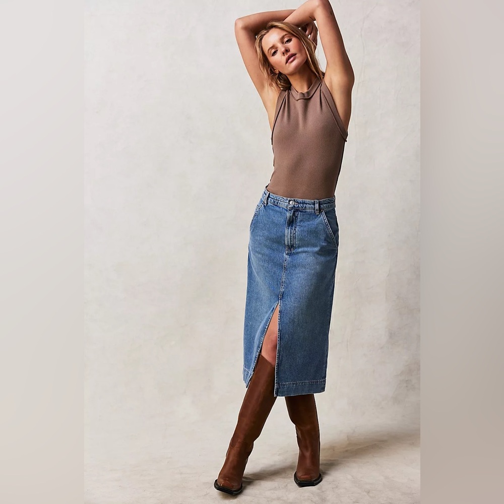 We The Free Wild Roses Midi Skirt